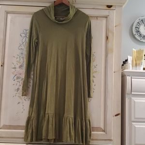 Chalet Dress Crinkle Cotton Rayon khaki green xs